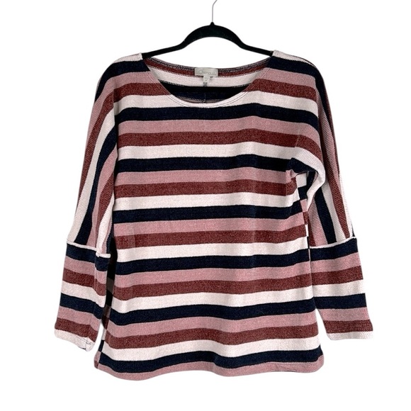 Chenault Chenille Super Soft Multi-Colored Stripe Sweater Size Medium - Picture 1 of 6